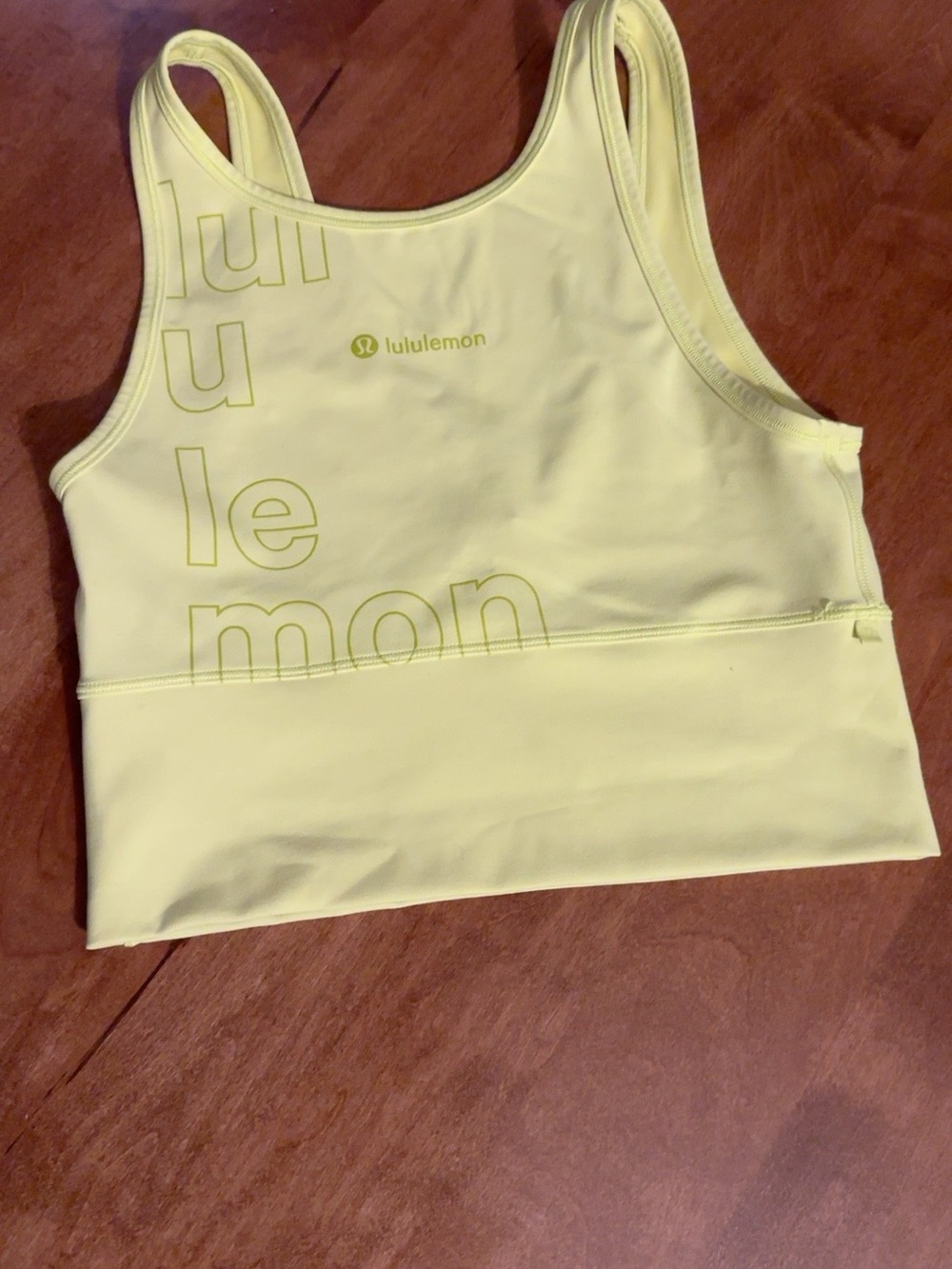 Lululemon Logo Graphic Longline Sports Bra Crop Top Yellow 6